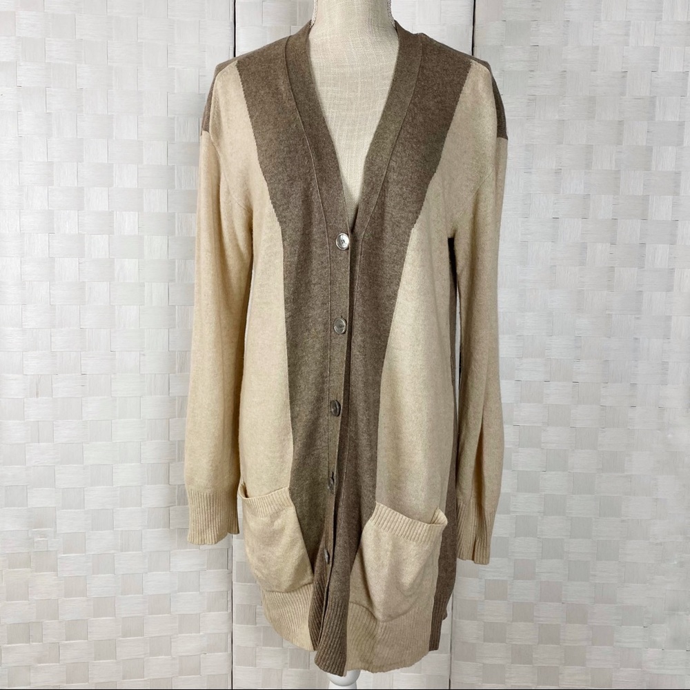 Escada Two Tone Color Front Button Long Cardigan - image 1